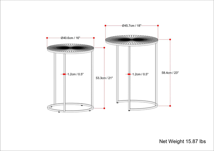 Drake - 2 Piece Nesting Table - Antique Nickel / Antique Copper