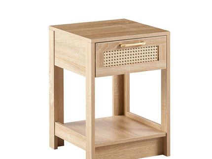 15.75" Rattan End Table With Drawer, Modern Nightstand, Side Table For Living Room, Bedroom