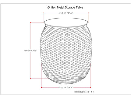 Griffen - Handcrafted Metal Storage Accent Table