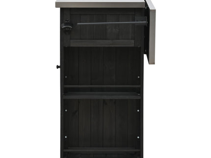 Outdoor Kitchen Island With Stainless Steel Top, Ample Storage Space, Towel And Spice Racks And A Bottle Opener
