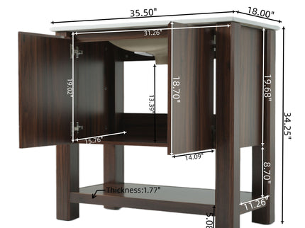 Modern Bathroom Vanity With Rectangle Ceramic Sink, Soft Closing Doors