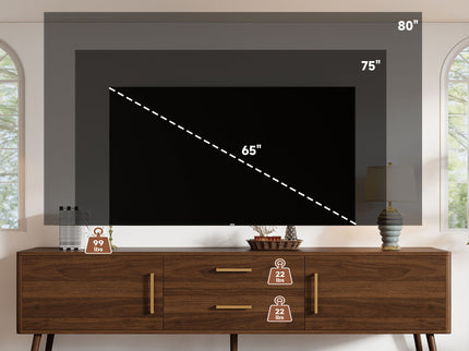 70" TV Stand With Storage Drawers And Cabinets For TVs Up To 80" - Walnut