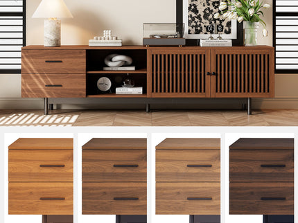 78" TV Stand For TVs Up To 85" Entertainment Center With Deep Drawers & Cable Management, Soft Closing Hinges - Walnut