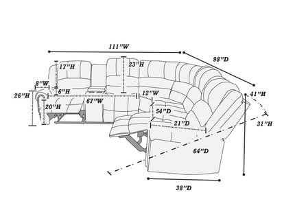 Reclining Sectional Sofa With Console