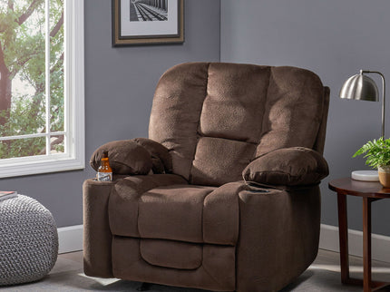 Luxurious Manual Recliner Chair With Skin-Friendly Fabric And Dual Cup Holders