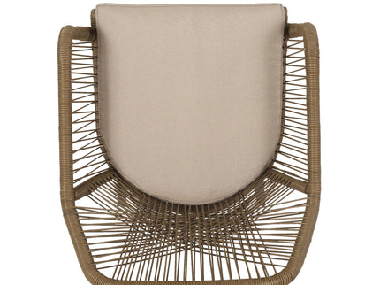 Modern Wicker Dining Club Chair With Water Resistant Cushions - Brown / Beige