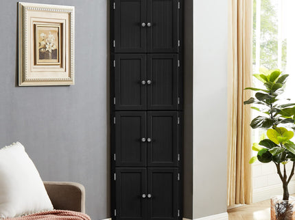 Tall Storage Cabinet With Doors And 4 Shelves For Living Room, Kitchen, Office, Bedroom, Bathroom, Modern