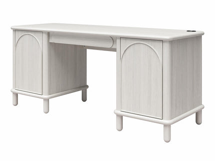 Selena - Double Pedestal Desk - Rustic White