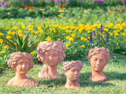 D6X9" Visage Head Bust Planter - Brown