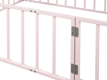 Metal Floor Bed Frame With Fence And Door