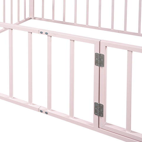 Metal Floor Bed Frame With Fence And Door