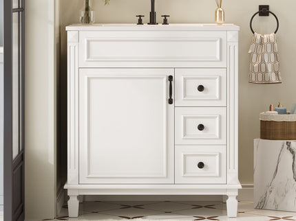 Bathroom Vanity With Sink, Cabinet With 2 Drawers And Adjustable Shelf