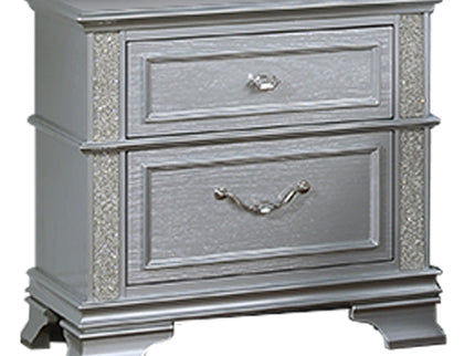 2 Drawers Nightstand With Front Decorative Knobs - Gray