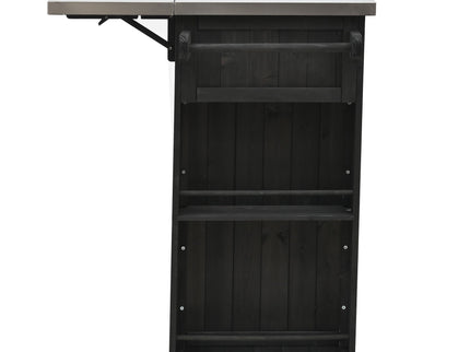 Outdoor Kitchen Island With Stainless Steel Top, Ample Storage Space, Towel And Spice Racks And A Bottle Opener