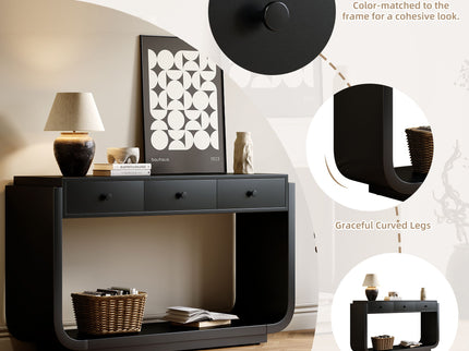 Console Table With 3 Drawers, Display Shelf