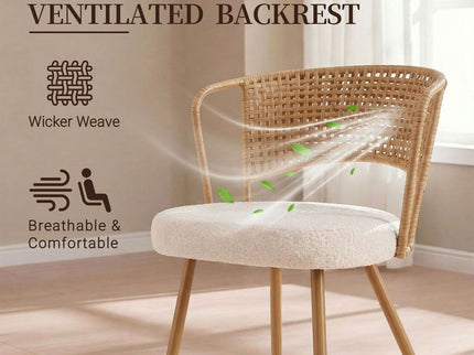 Dining Chairs With Wing Back Design For Kitchen (Set of 2) - Beige / Brown