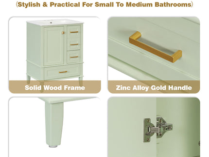 Bathroom Vanity, Modern Bathroom Cabinet With Sink Combo Set, Bathroom Storage Cabinet With A Soft Closing Door And 3 Drawers, Solid Wood Frame