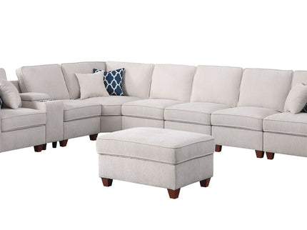 Ted - Sectional Sofa With Ottoman - Beige