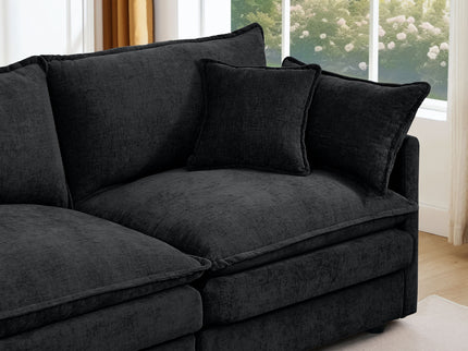 L Shaped Modular Sectional Sofa With Movable Ottoman, 3 Seater Comfortable Seating