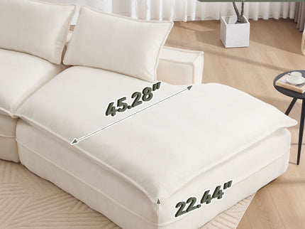Modern Minimalist Modular Sectional Sofa With Deep Seats And Right Facing Chaise