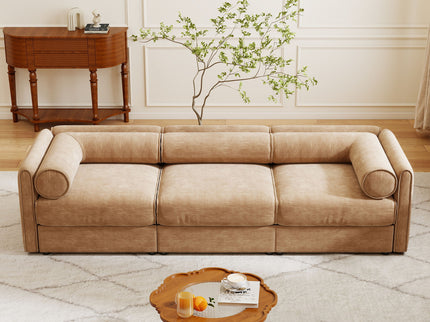Stylish Sofa With Storage Seat And Cylindrical Backrest