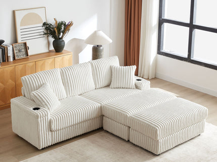 3 Seater Sofa With 2 Ottomans For Living Room