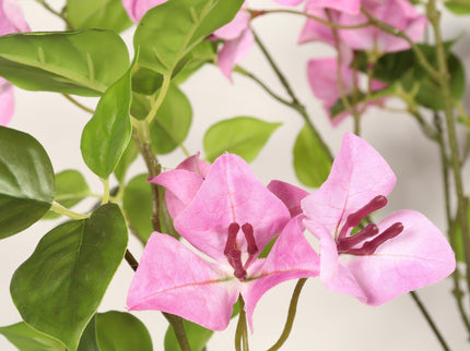 Artificial Bougainvillea Tree With Pot, Realistic Faux Flowering Plant Leaves And Blooms, Decor For Home Office - Green Leaves / Pink