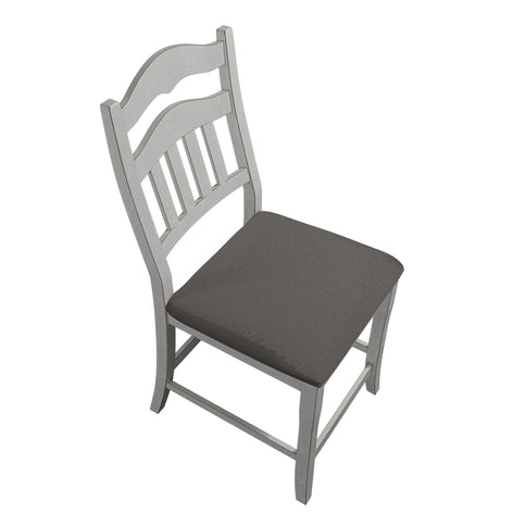 Counter Height Dining Chairs With Upholstered Cushion And Ladder Back Design (Set of 2) - Antique White