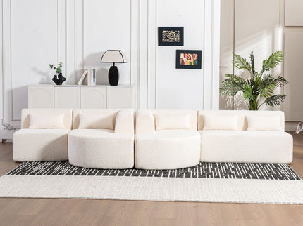 Upholstered Sofa Free Combined Sofa Couch With 2 Chaise Lounge And Five Back Pillows For Living Room