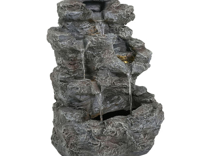 Concrete Rock Waterfall Fountain With LED Lights, Outdoor Garden Decor