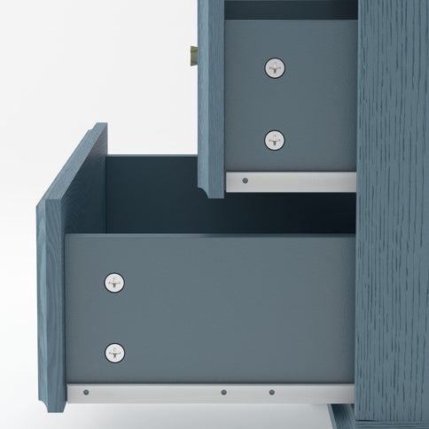 Glass Door Display Case With 2 Drawers And Adjustable Shelf
