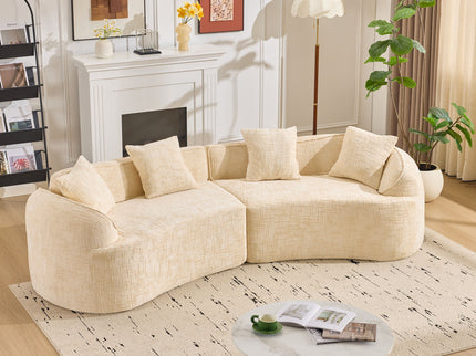 Curved Compressed Sofa, Nordic-Style Design For Living Room