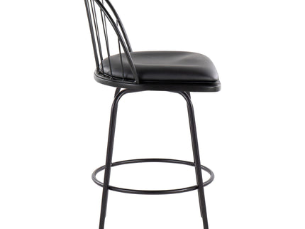 Riley - Claire Farmhouse Fixed Height Counter Stool With Swivel With Round Footrest (Set of 2)
