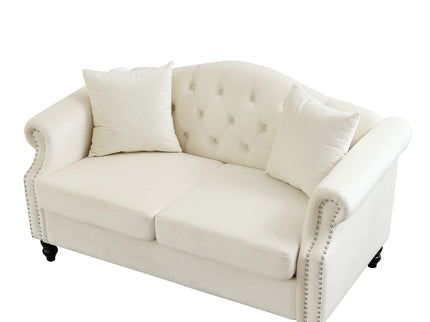 2 Seater Chesterfield Sofa With Rolled Arms And Nailhead Trim For Living Room