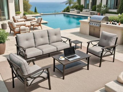 Patio Furniture Set With Coffee Table And Cushions For Backyard