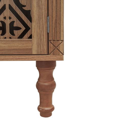 Tall Kitchen Pantry Cabinet With Hollow Carved Doors Adjustable Shelves Versatile Storage Cabinet For Kitchen - Walnut