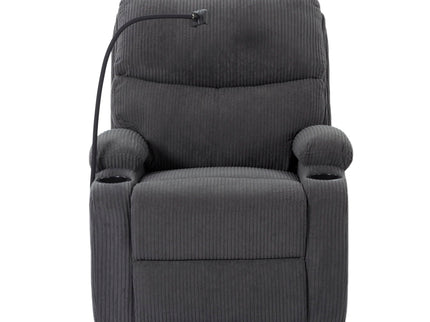 Adjustable Manual Recliner, Ergonomic Lounge Chair With Phone Holder And 2 Cup Holders