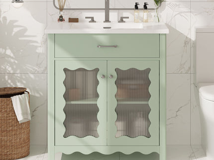 Modern Bathroom Vanity With Tempered Glass Doors