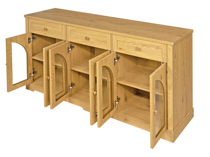 Sideboard Cabinet With 3 Drawers And 6 Arched Glass Doors