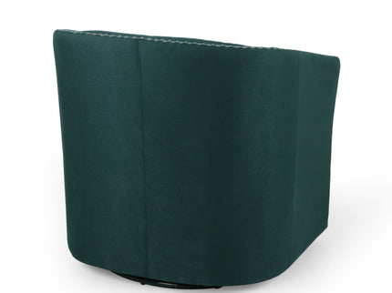 Modern Upholstered Swivel Club Chair With Nailhead Trim