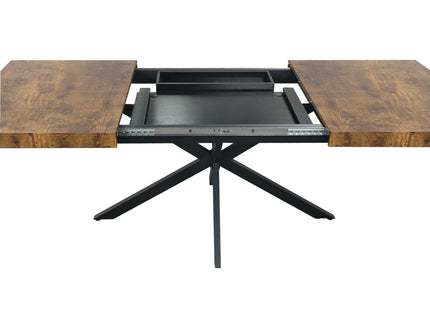 Retro Rectangular Stretch Dining Table With Embossed Center Plate
