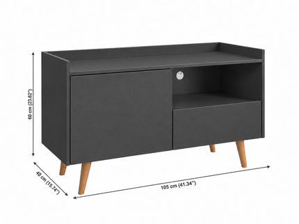 TV Stand For TVs Up To 45" With Open Storage Shelf, Cable Management, 1 Door And 1 Drawer