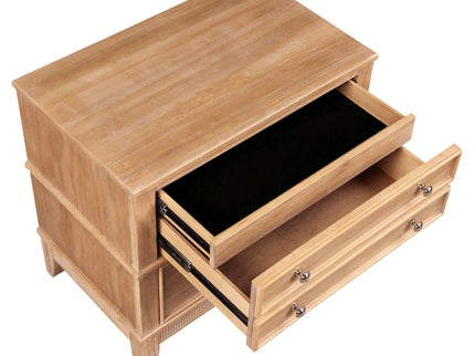 Hazel - 3 Drawer Side Table For Living Room, Hallway, Entryway Solid Wood With Silver Handles - Natural