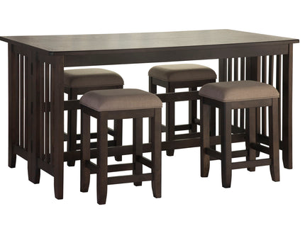 Drop Leaf Table & 4 Stools - Dark Brown