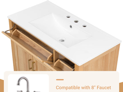 Bathroom Vanity & Sink, Soft Close Doors & Drawers - Wood