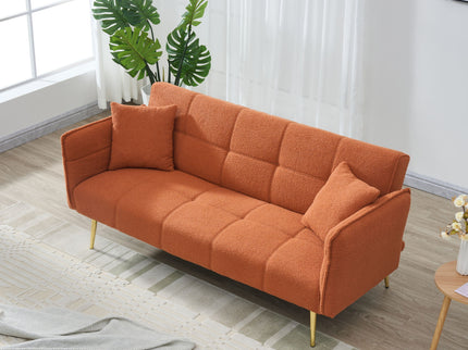 Convertible Double Futon Sofa Bed With Folding Armrests For Living Rooms