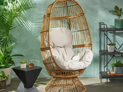 Patio Swivel Basket Egg Chair With Cushion