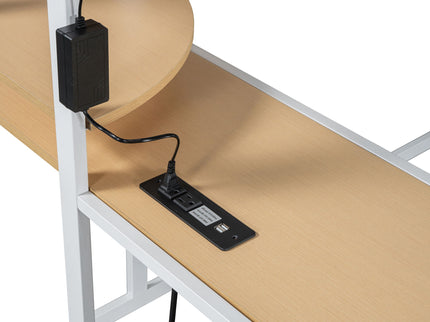 Loft Bed With Desk, Shelves, Power Outlet, LED Light And Wardrobe
