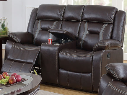 Modern Reclining Loveseat With Console, Cup Holders, Storage