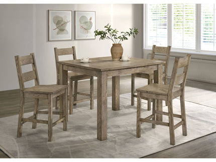 Cressley - 5 Piece Counter Height Dining Set With Ladder Back Chairs - Light Oak